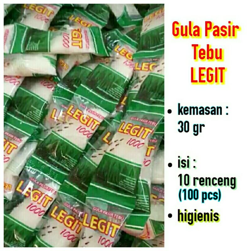 

Gula Pasir Tebu Legit | Crystal White Sugar | Gula Putih Kristal Renceng 1 karton dus kemasan sachet 30 gram | sekolah , hotel , apartemen , apartment , mall , kafe , cafe , resto , restoran , rumah makan , kedai kopi dll murah