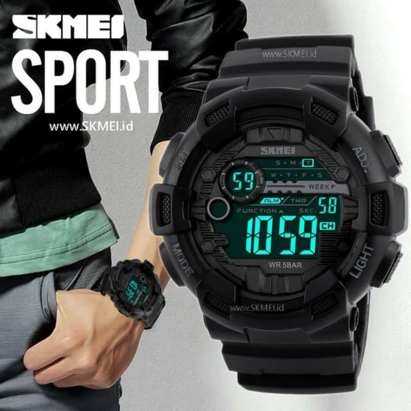 Jam Tangan Pria Original Cowok Digital Waterproof Casual Sport Formal Original SKMEI Hitam DG124