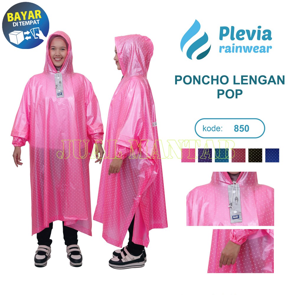 Plevia Jas Hujan Ponco Lengan 850 - Raincoat Dewasa Pria Wanita Murah