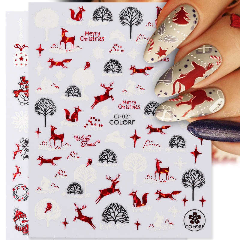 1 Pc Stiker Kuku 3d Motif Kepingan Salju Natal Warna Emas Merah Untuk Dekorasi Manicure