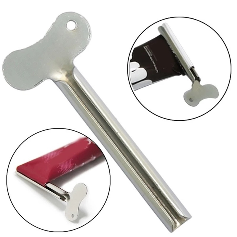 1pc Alat Peras Pasta Gigi Multifungsi Bentuk Kunci Bahan Stainless Steel