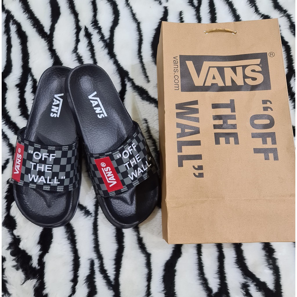 [COD] SANDAL VANS OFF THE WALL BLACK PREMIUM / SANDAL SLOP KEREN / SANDAL DISTRO PRIA WANITA