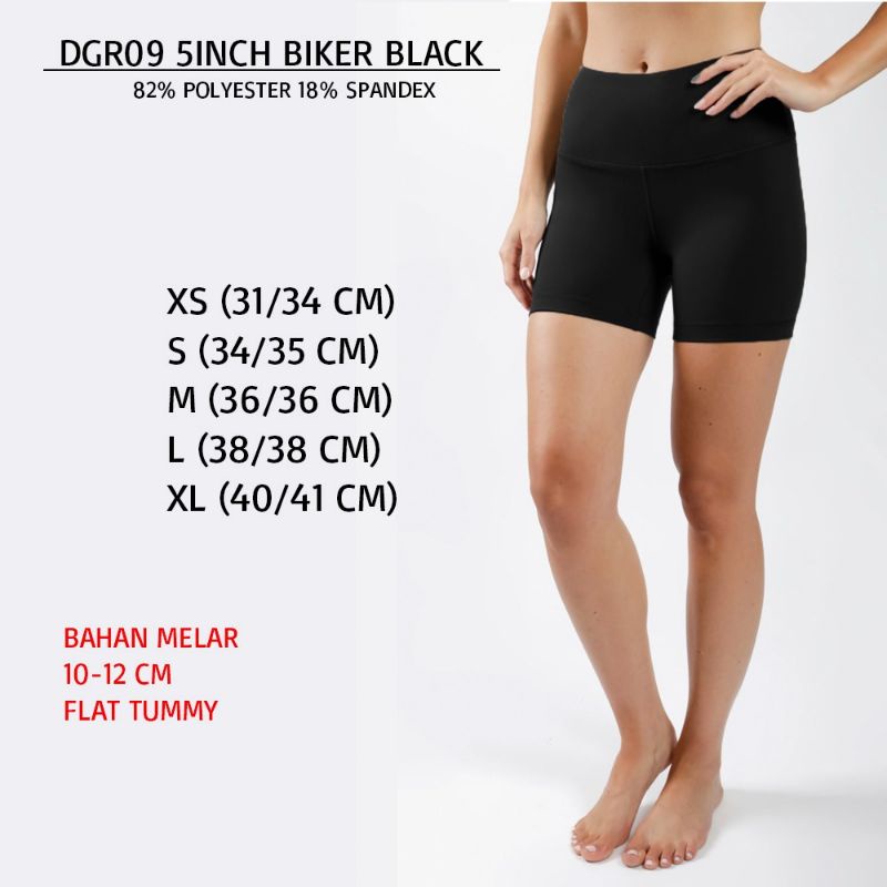 90 Degree Celana Pendek Ketat Gym Biker Short Legging Wanita Hitam DGR09 5INCH BIKER Original