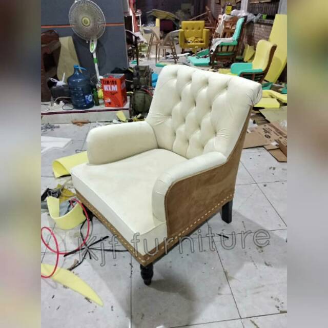 Sofa retro single wing chair sofa single retro minimalis real pict