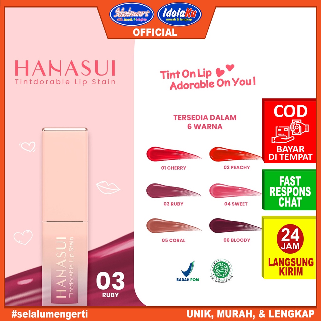 IDOLAKU Hanasui Tint Lip Stain 03 Ruby