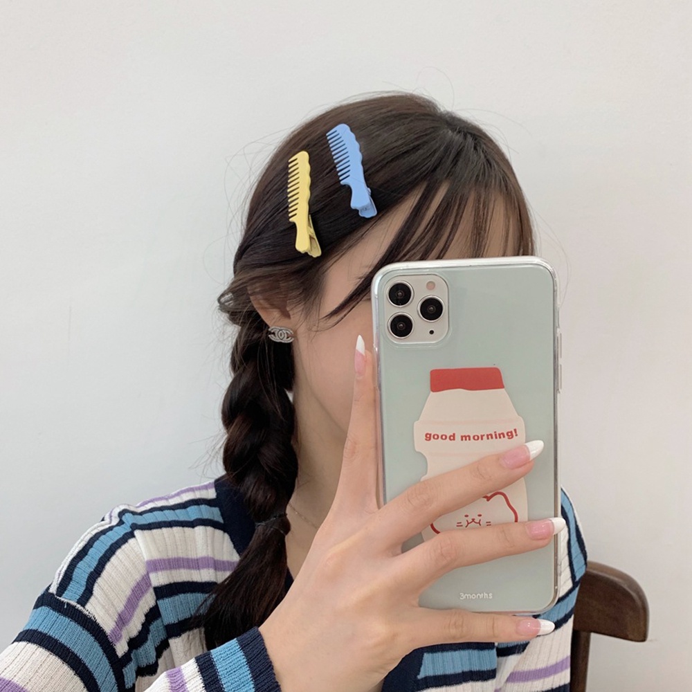 【COD Tangding】5 Colors Girl Heart Comb Hairpin Cute Candy Bangs Clip Duck Beak Clip Hair Ornament