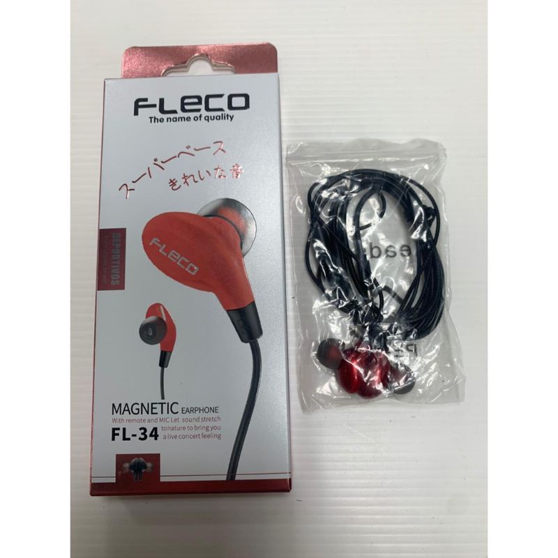 HEADSET Handsfree Sport Fleco FL-34 Super Bass Earphone Magnetic