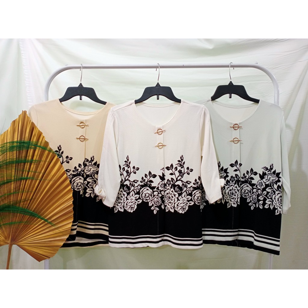 BLOUSE MOTIF/ ATASAN MOTIF ELASTIS / ATASAN MOTIF BUNGA / BUSANA MUSLIM