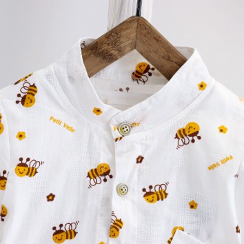 Plazababyku SET KEMEJA HONEYBEE EBV Setelan Kemeja Bayi Laki-laki Lengan Pendek