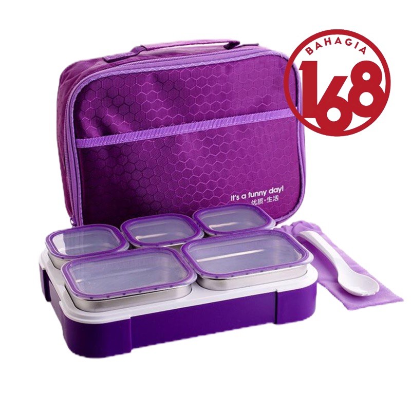 Yooyee 629 set kotak makan stainless lunchbox tas sendok