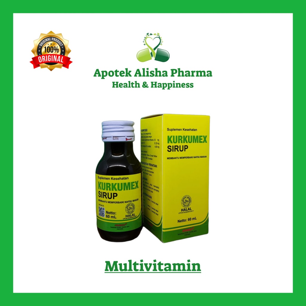 Kurkumex Sirup 60ml - Kurkumek Syrup Multivitamin Tumbuh Kembang / Penambah Nafsu Makan Anak