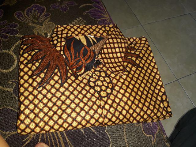 Kemeja Batik Pria Lengan Panjang Size M L Xl Xxl  Bswart Batik Hrb026 Kenongo Hem Panjang Padi