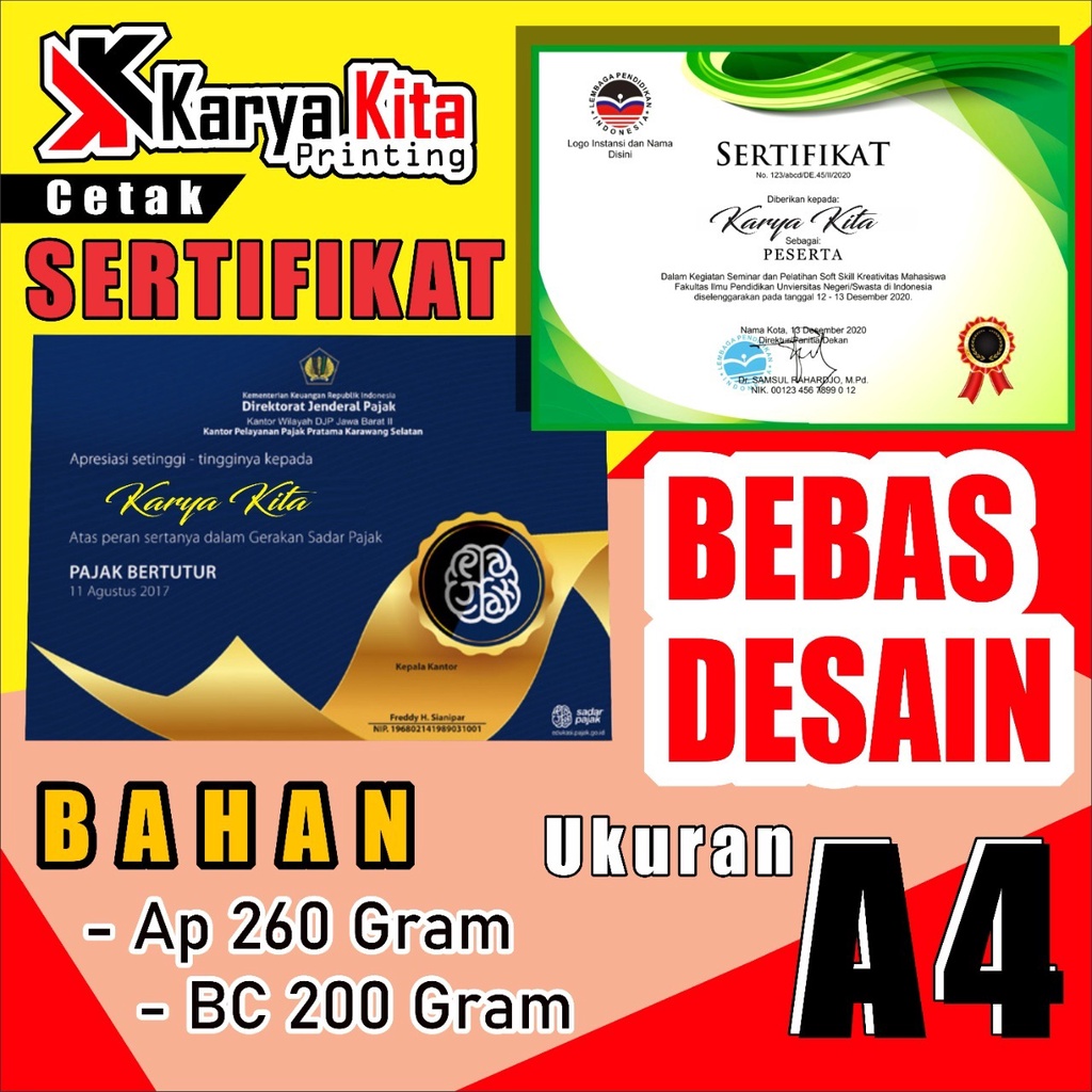

Print sertifikat kualitas bagus - Sertifikat Piagam Penghargaan - Cetak Sertifikat Murah Kualitas terbaik