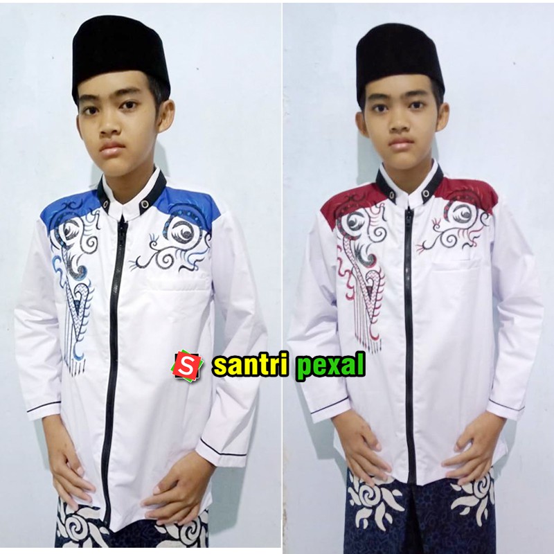 Baju Koko Anak Remaja SD SMP Lengan Panjang Kombinasi Baju Koko Anak Remaja SD SMP Lengan Panjang Kombinasi