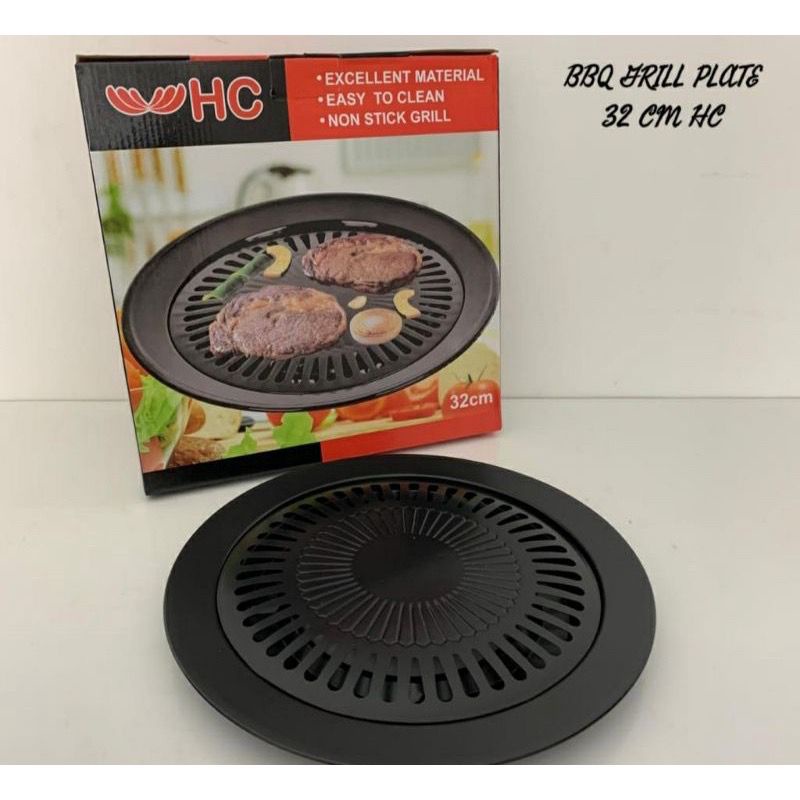 PANGGANGAN SMOKELESS GRILL SERBAGUNA HC GRILL PAN BULAT 32 CM PEMANGGANG BARBEQUE PAN BULAT