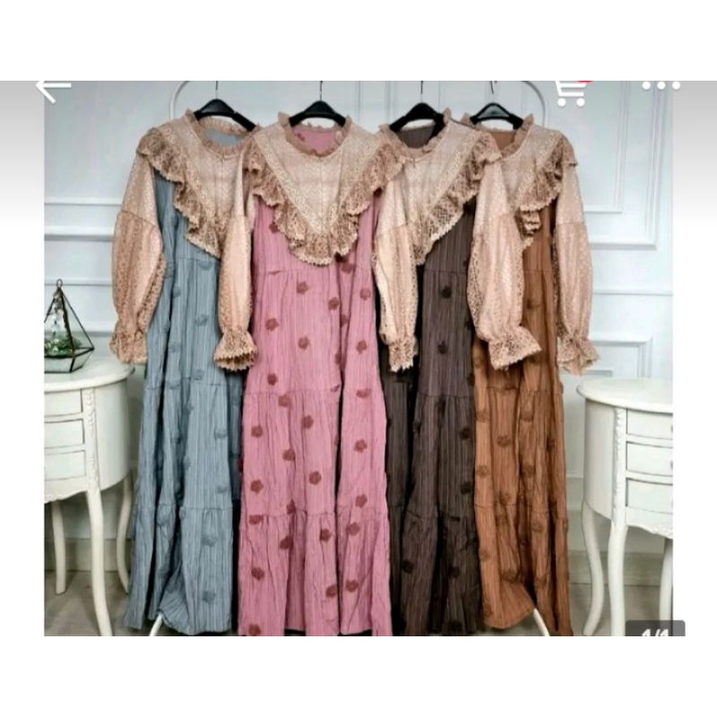 Bianca Dress pompom by meijiwang