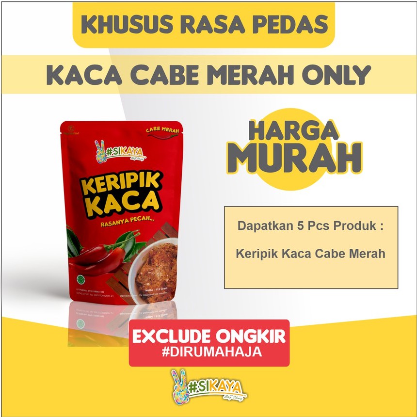 

Paket Keripik Kaca/Keripik Beling Pedas Cabe Merah Only-Sikaya