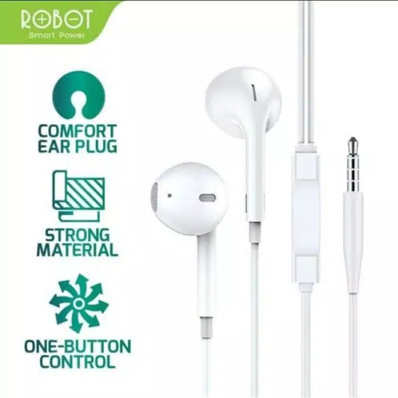 HEADSET ROBOT RE10 BASS - HANDSFREE ROBOT RE10 JACK 3.5MM SUPER BASS -- PELANGI ACCESORIES 88