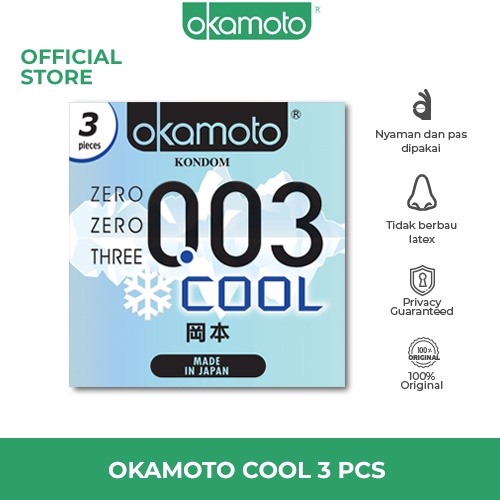 Okamoto Kondom Cool - 3 Pcs (5 Box) - Kondom Sensasi Dingin