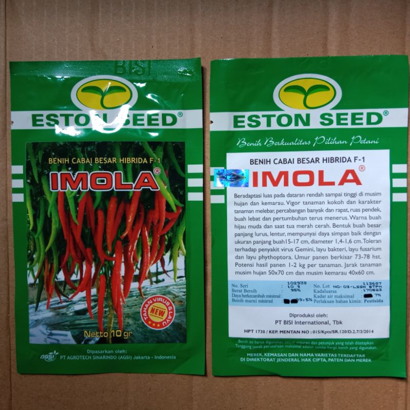 Bibit Benih Cabai Cabe Besar Hibrida IMOLA New. Netto 10gr