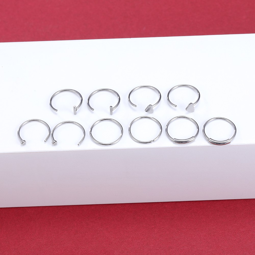 44pcs / Lot Anting Tindik Hidung Bahan Stainless Steel Desain Hati / Bulan / Bintang / Zircon 20g