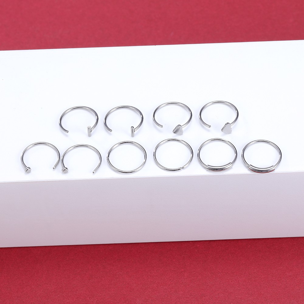 44pcs / Lot Anting Tindik Hidung Bahan Stainless Steel Desain Hati / Bulan / Bintang / Zircon 20g