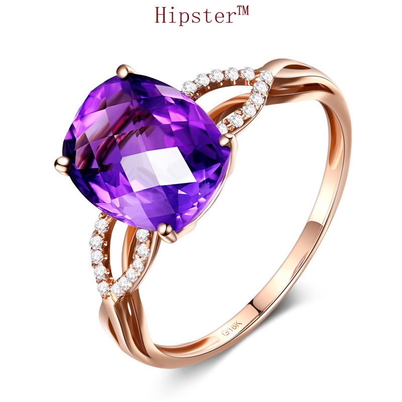 New Popular Classic Geometric Inlaid Amethyst Ring