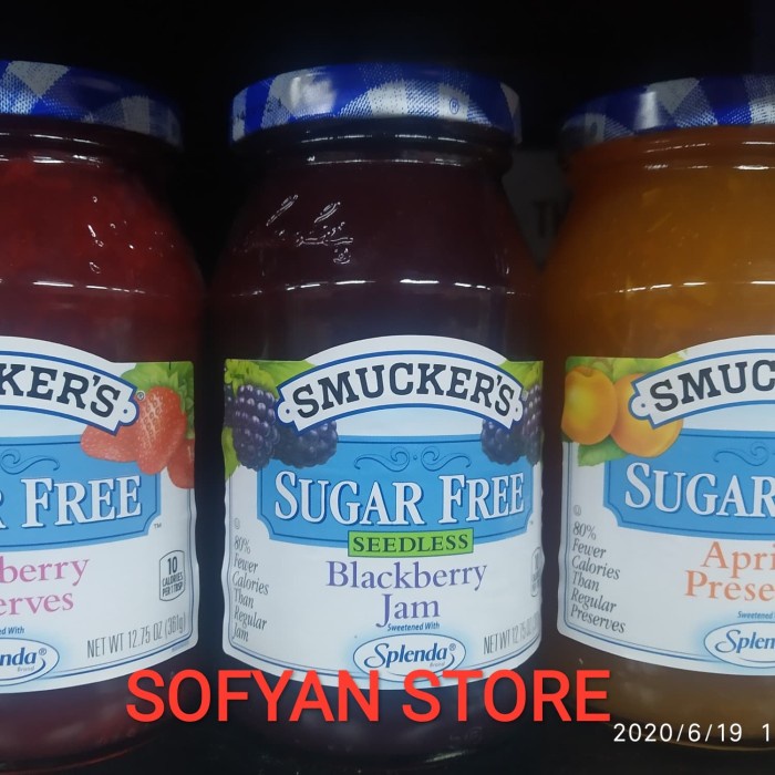 

SMUCKER'S SUGAR FREE ADA 3 RASA STRAWBERRY. BLACKBERRY JAM.APRICOT JAM