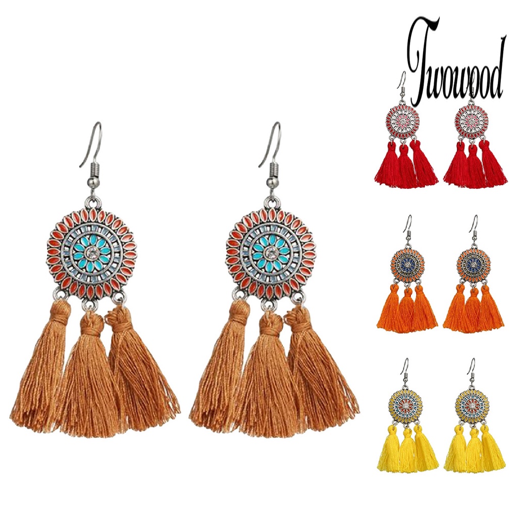 Anting Rumbai Menjuntai Bentuk Bunga Matahari Bahan Alloy Gaya Bohemian Untuk Ulang Tahun