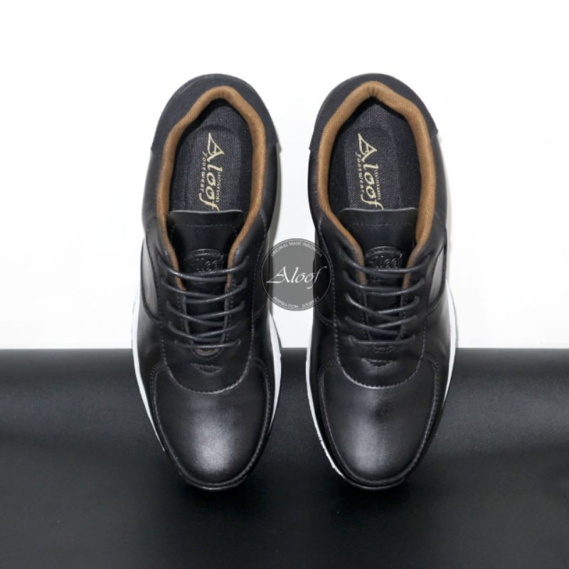 ALOOF LUTFI BLACK | Sepatu Sneakers Pria Original Kulit Asli Ringan Di pakai