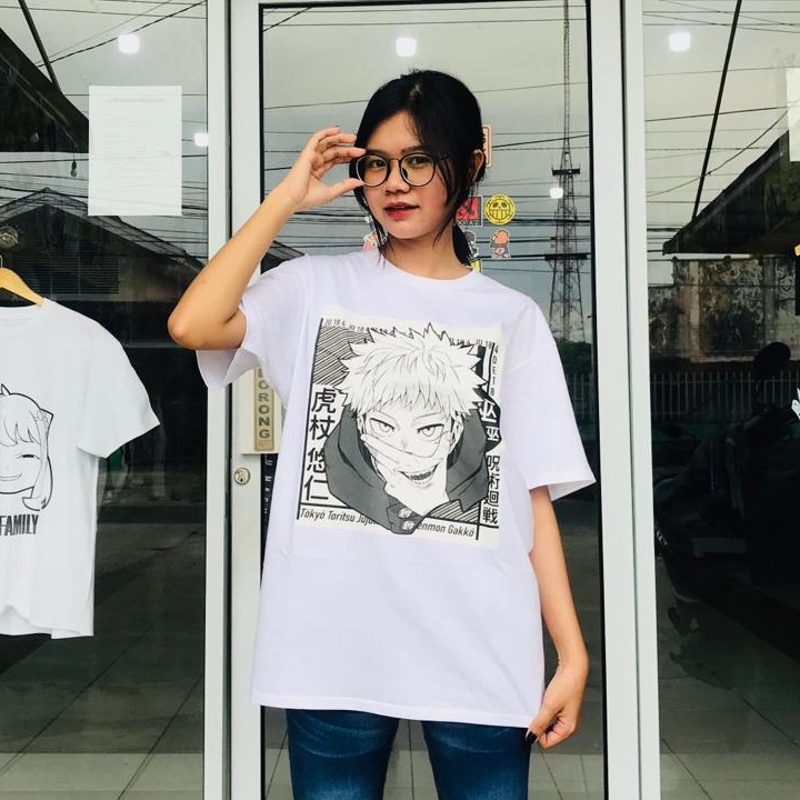 Tshirt Streetwear Itadori Yuji White Anime Manga Jujutsu Kaisen Unisex