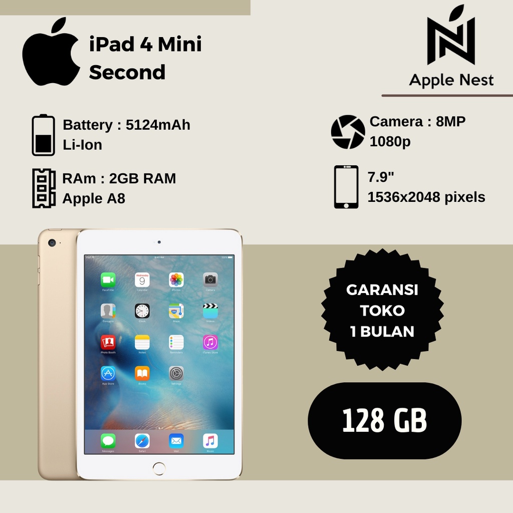 iPad Mini 4 128GB Wifi Cell Second