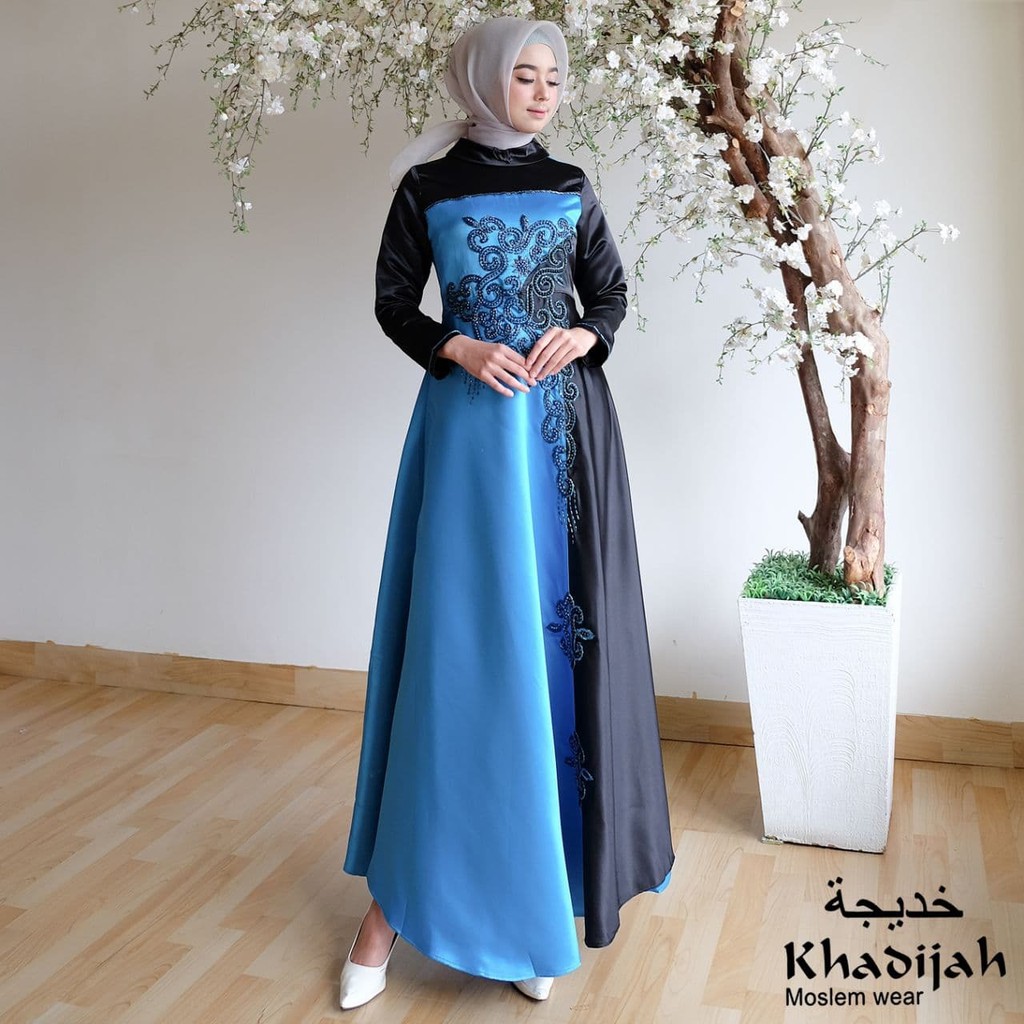 Realpict Gaun payet bordir lovely  biru hitam by Khadijah bin Dawood