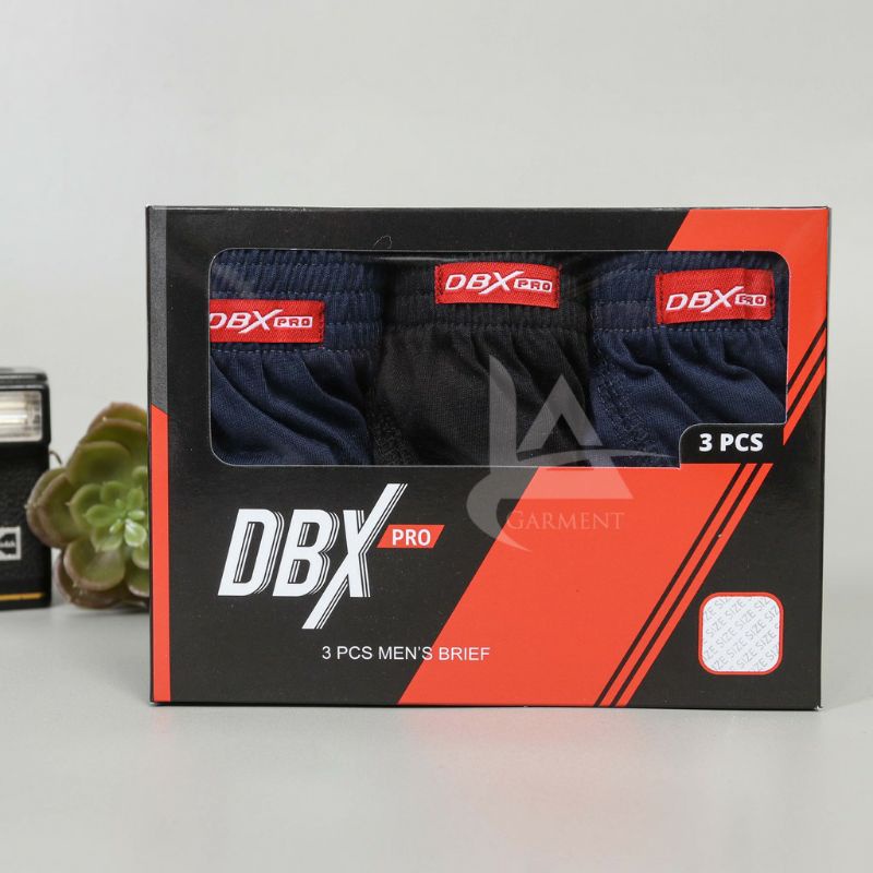 (3pcs=1kotak) sempak PRIA DBX PRO MAN katun warna black & navy size L, XL, XXL