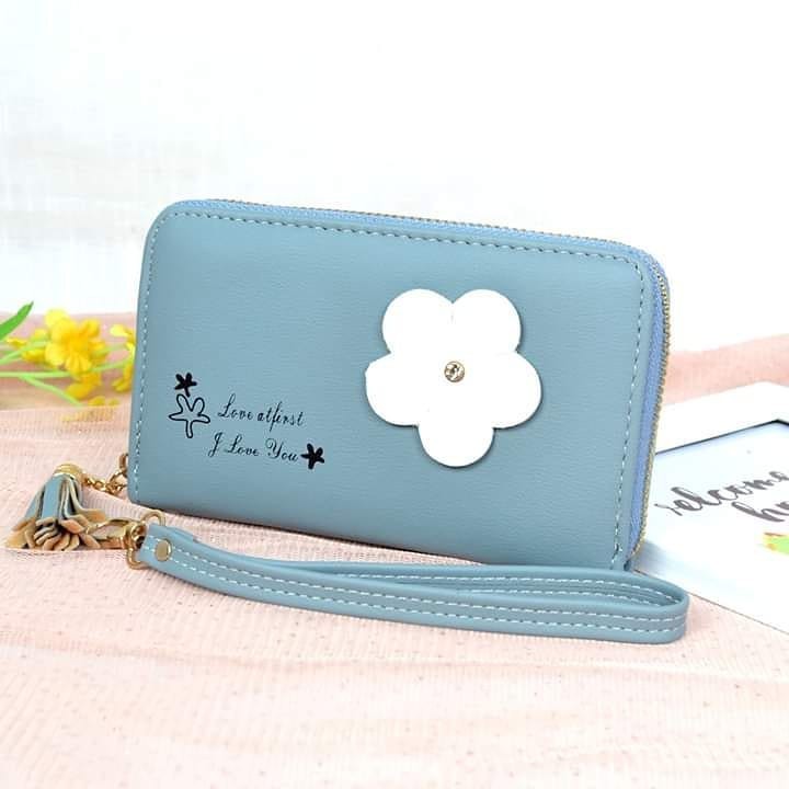 Dompet Kincir Sedang 1 Res Motif Flower Petals Wanita Import 2302-23