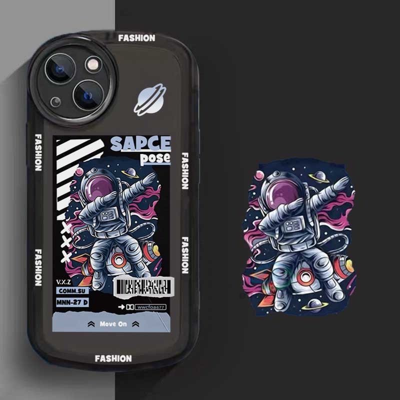 Casing Compatible For OPPO A57 2022 A15 A16 A16K A54 A53 A12 A5S A7 A3S A31 A52 A83 A92 A37 F9 A1K F1s Fashion Outer Space Astronaut Dancer TPU Phone Case Binteacase