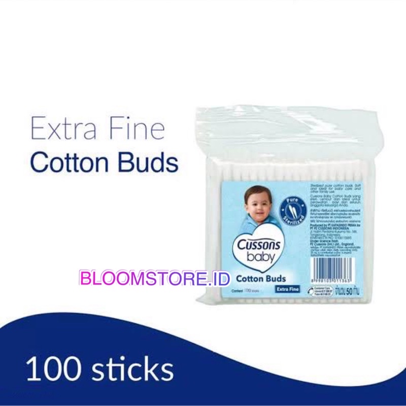 CUSSONS Baby Cotton Bud Buds Swab Swabs Korek Kuping Extra Ekstra Fine Kecil untuk Bayi Anak Baby 100 50 pcs 100pcs 50pcs 100s 50s Reguler Regular