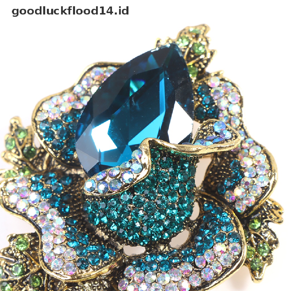 [OOID] 1Pc Rhinestone Large Flower Brooches Women Coat Brooch Pin Fashion Accessories ID