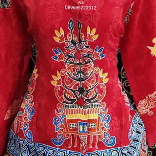 Dres Pesta Batik Kalteng / Baju Batik Kalteng Perempuan Lengan Panjang