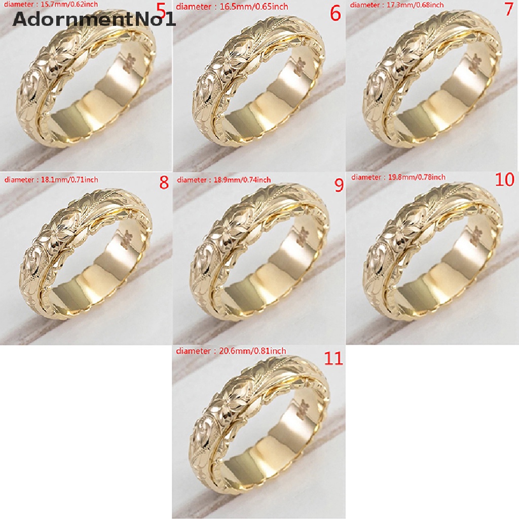 (AdornmentNo1) Cincin Lapis Emas 14k Motif Ukir Bunga Untuk Wanita