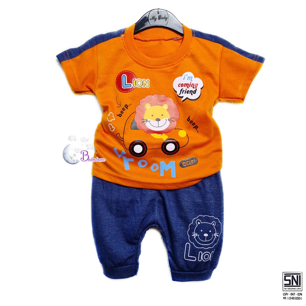 BOBOBAM BAJU BAYI LAKI LAKI SETELAN ANAK COWO LUCU STELAN COWOK 6 12 BULAN KEREN TRENDY KEKINIAN SINGA HEWAN