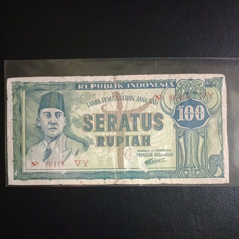 uang kuno ori keris 100 rupiah tahun 1945 repair