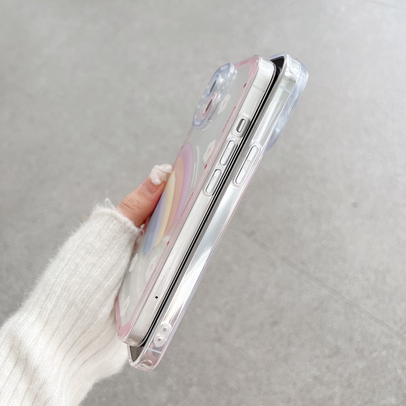 Soft Case Pelindung Lensa Anti Jatuh Pola Pelangi Untuk iPhone 12 13 Pro MAX 11 X XR XS MAX 7 8 Plus