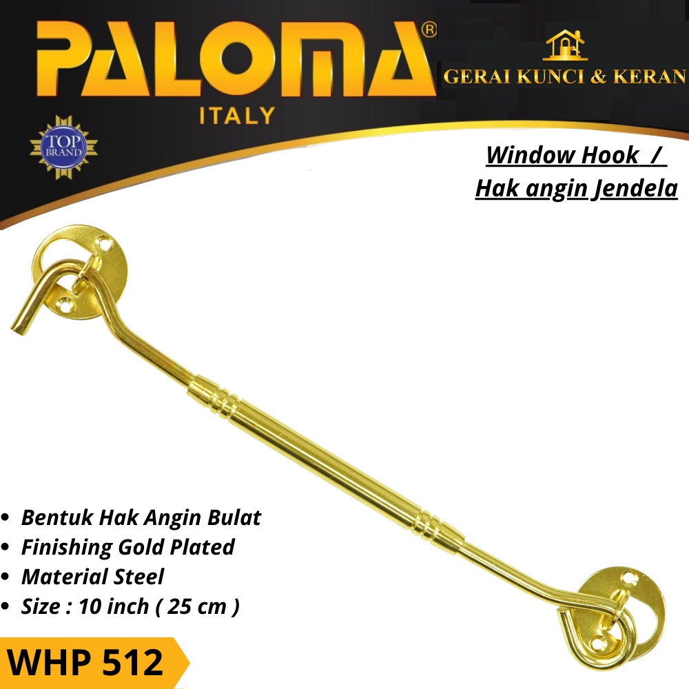 HAK ANGIN PENAHAN JENDELA WHP 512 STEEL 10&quot; INCH 25CM  GOLD WINDOW HOOK CANTOLAN