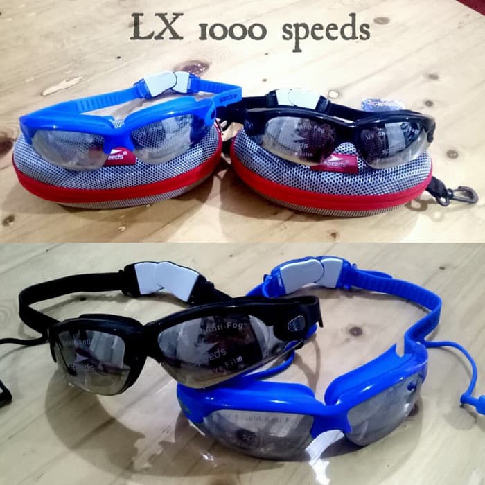PROMO kacamata renang speedo mirror anti fog/anti uv/original/lx1000 - Biru