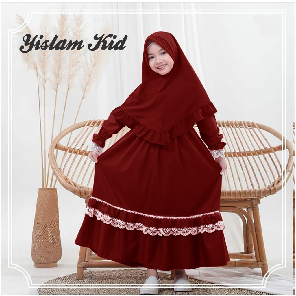 FenishaStore Baju Gamis Anak Perempuan Terbaru YISLAM Kids usia 7-9 tahun