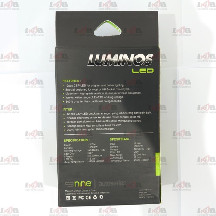 Luminos Headlamp LED H6 MH1 15W AC DC Lampu Sorot Depan Universal