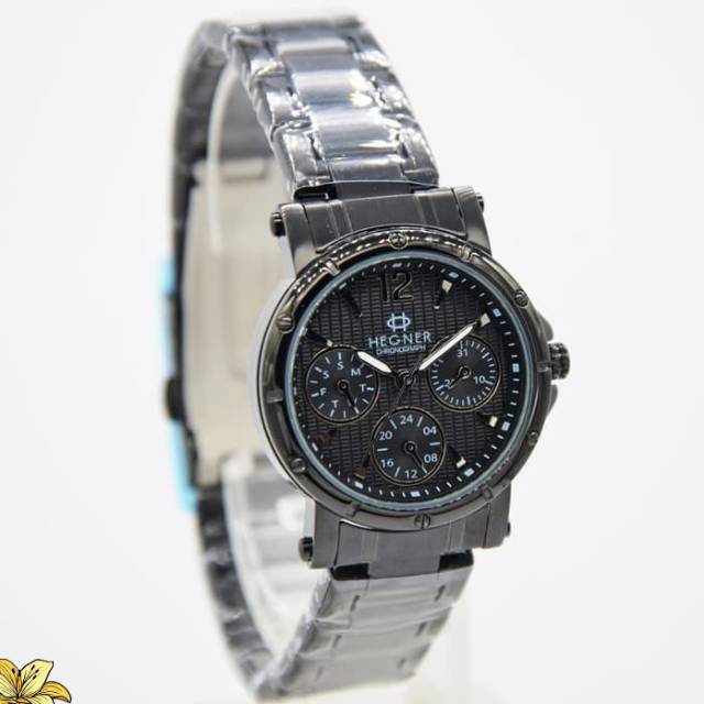 JAM TANGAN WANITA HEGNER AC 431 FULL BLACK ORIGINAL