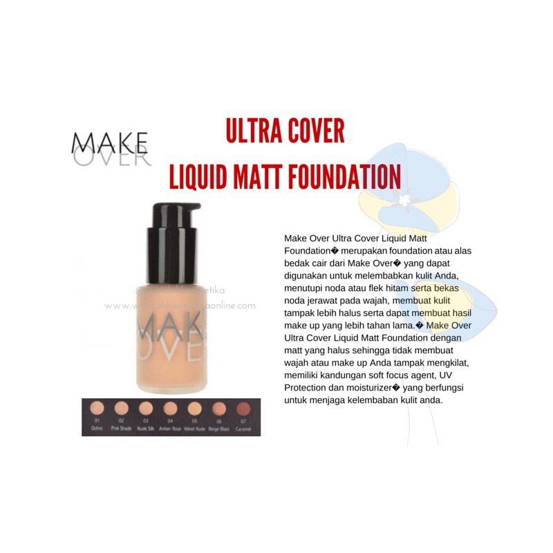 Kosmetik Wajah / Kosmetik Make Over / Make Over Ultra Cover Liquid Matt Foundation