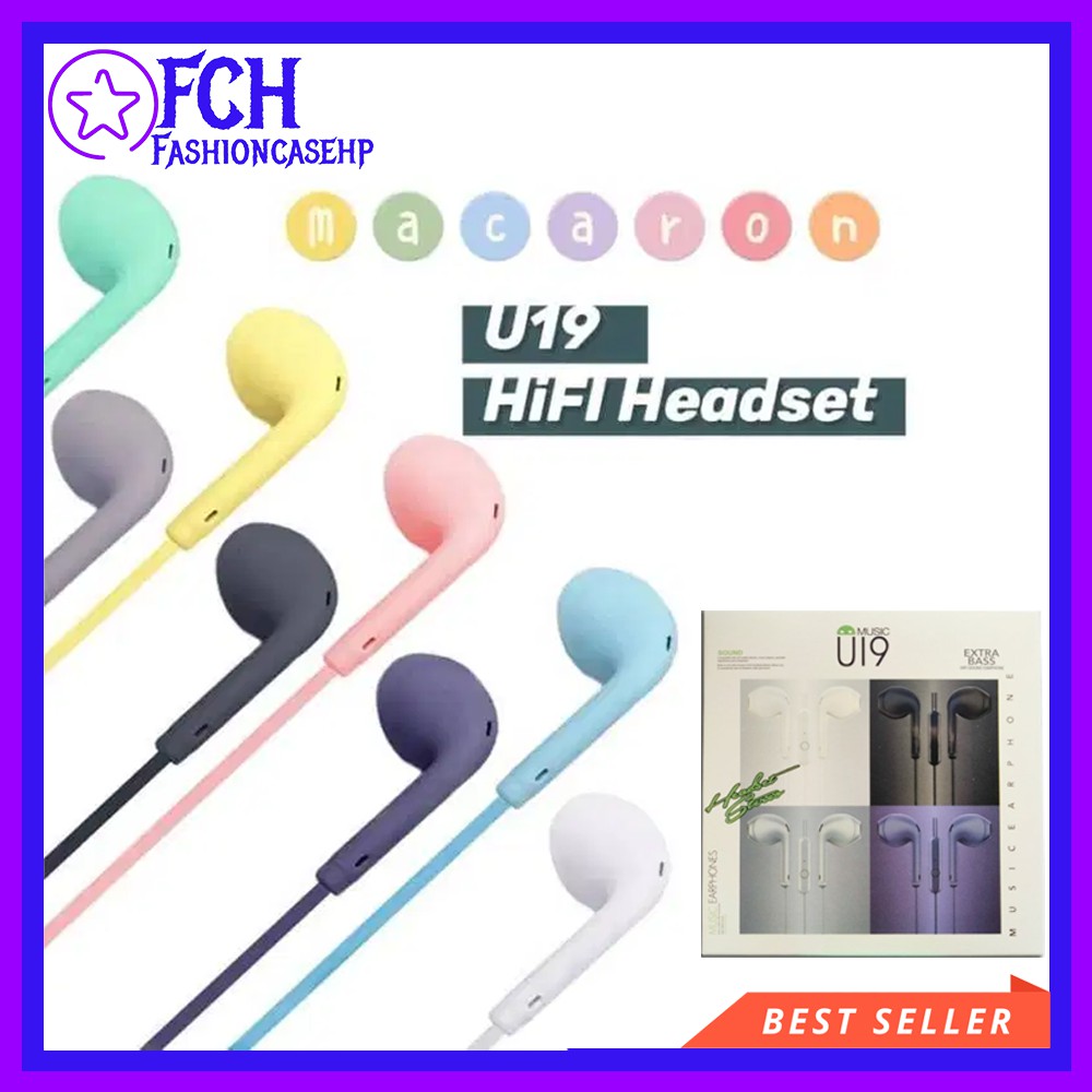 HEADSET/HANDSFREE U19 MACARON MATE HIFI XTRA BASS Glossy